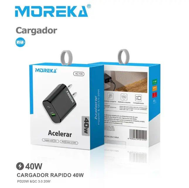 Cargador entradas USB y USB C MOREKA AC-109